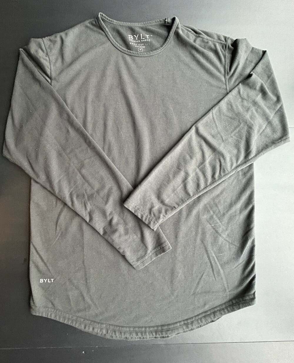 Bylt Drop Cut Long Sleeve Size M Grey Shirt